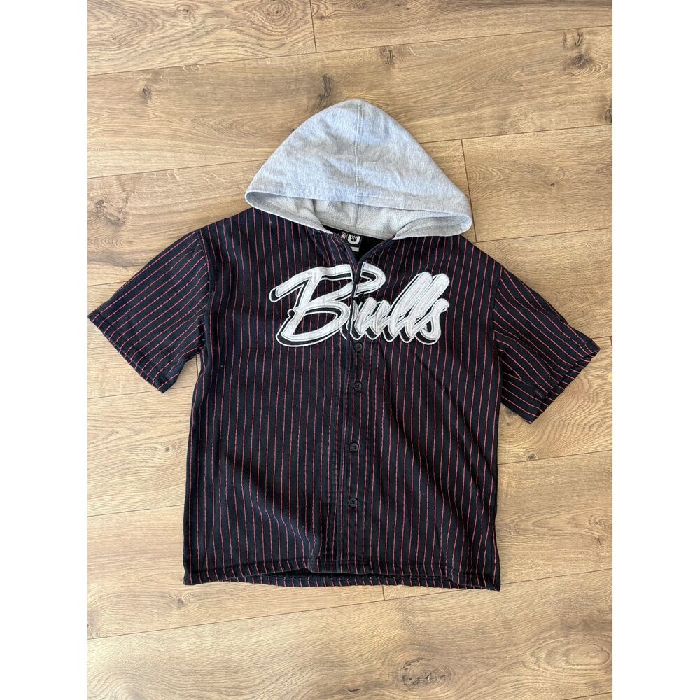 NBA S Vintage Chicago Bulls Button Shirt Hoodie stripe Hood NBA basketball